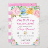 Roze en Gele Zomerbloemen Verjaardag Kaart (Voorkant / Achterkant)