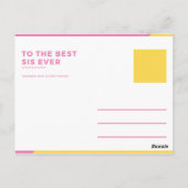 Roze en Gele Zus Quote Briefkaart (Achterkant)
