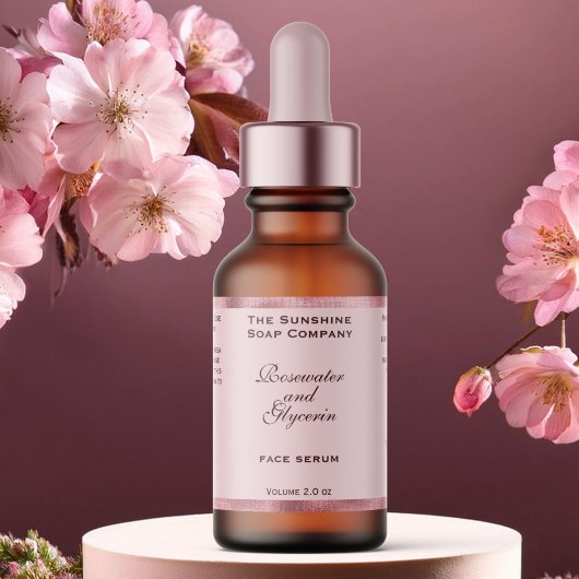 Roze en Geweven Roze Folie Cosmetica Dropper Fles Etiket