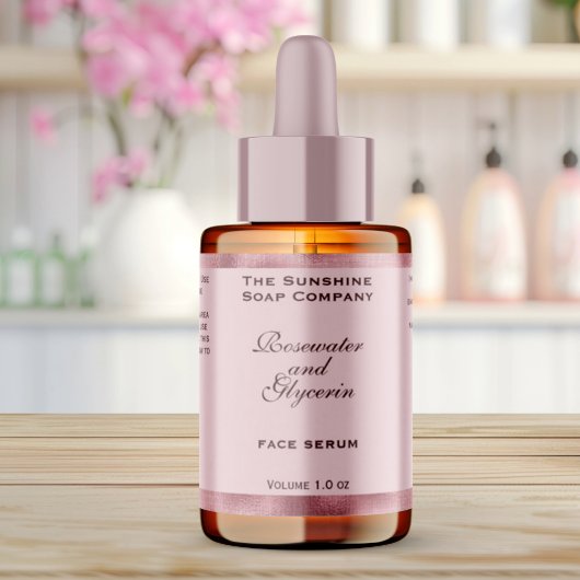 Roze en Geweven Roze Folie Cosmetica Dropper Fles Etiket