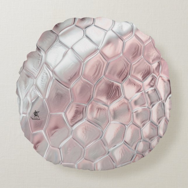 Roze en gladde dierenprint rond kussen (Voorkant)