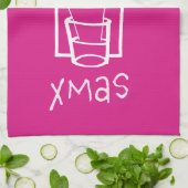 Roze en glinsterende vrolijk Kerstmis Theedoek (Gevouwen)