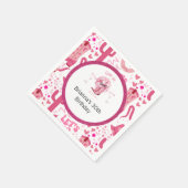  roze en glitter cowgirl verjaardag servet (Hoek)