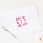  roze en glitter cowgirl verjaardag vierkante sticker (Envelop)