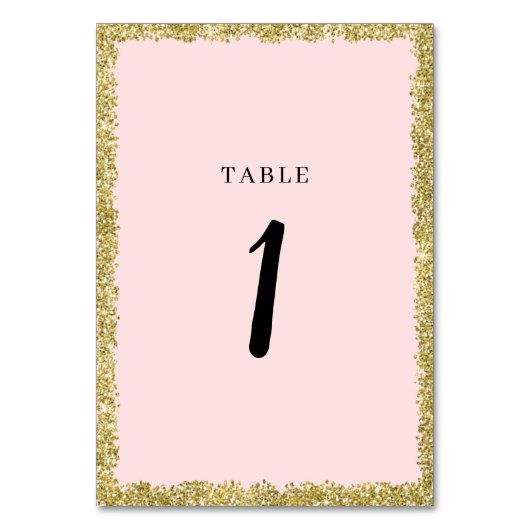 Roze en Glitter Table Nummers Kaart (Achterkant)