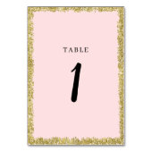 Roze en Glitter Table Nummers Kaart (Voorkant)