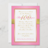 Roze en Gold 100e verjaardag uitnodiging (Achterkant)