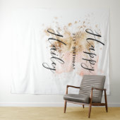 Roze en Gold 21ste verjaardag Foto Booth Backdrop Wandkleed (In Situ (horizontaal))