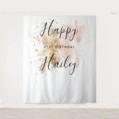 Roze en Gold 21ste verjaardag Foto Booth Backdrop Wandkleed (Voorkant)