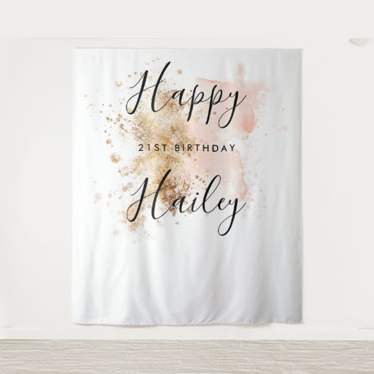 Roze en Gold 21ste verjaardag Foto Booth Backdrop Wandkleed (Voorkant)