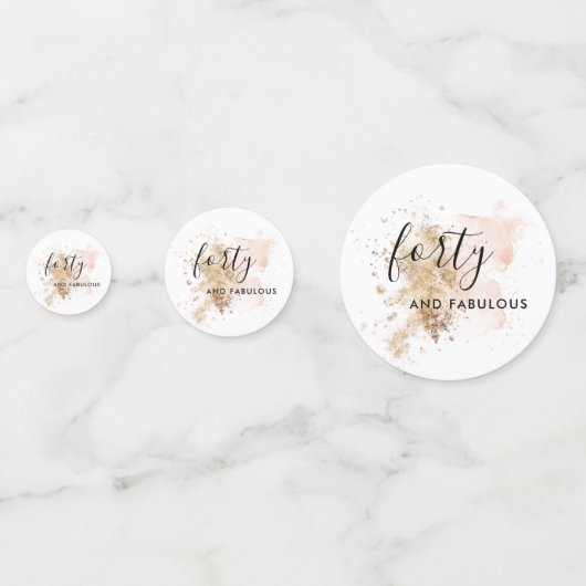 Roze en Gold 40e verjaardag Confetti (Voorkanten)