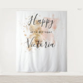 Roze en Gold 40e verjaardag Foto Booth Backdrop Wandkleed (Voorkant)