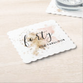 Roze en Gold 40e verjaardag papieren Onderzetters (Gebogen)