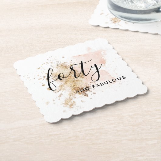 Roze en Gold 40e verjaardag papieren Onderzetters (Gebogen)