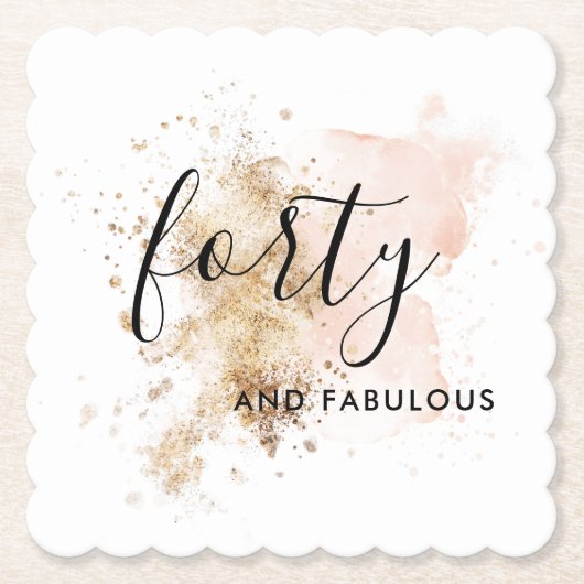 Roze en Gold 40e verjaardag papieren Onderzetters (Voorkant)