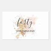 Roze en Gold 40e verjaardag Rechthoekige Sticker (Voorkant)