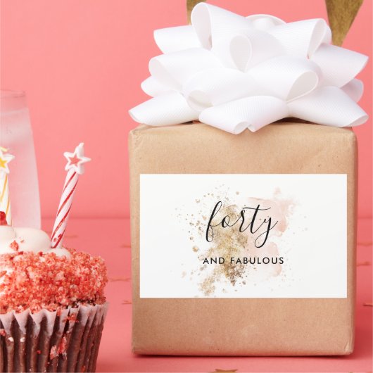 Roze en Gold 40e verjaardag Rechthoekige Sticker (Feest)