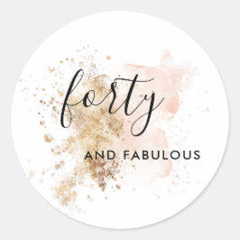 Roze en Gold 40e verjaardag Ronde Sticker