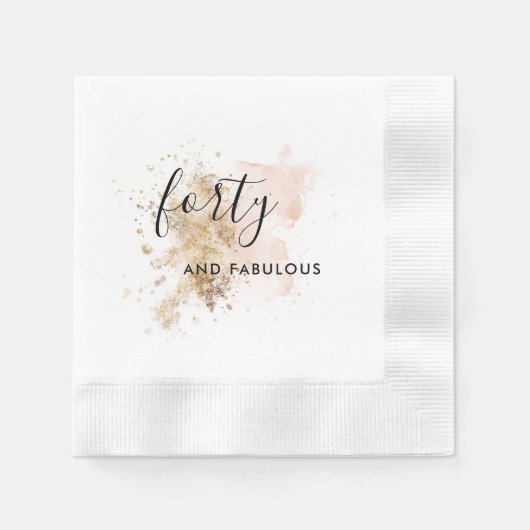 Roze en Gold 40e verjaardag Servet (Voorkant)