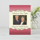 Roze en Gold 50ste Jubileum voor het bruiloft met  Kaart (Staand voorkant)