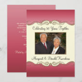 Roze en Gold 50ste Jubileum voor het bruiloft met  Kaart (Voorkant / Achterkant)