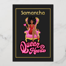 Roze en Gold Afro Birthday Party Folie Invitation