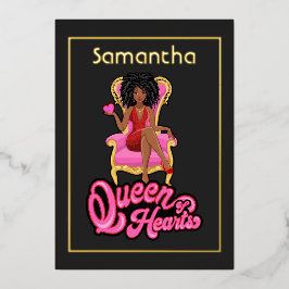 Roze en Gold Afro Birthday Party Folie Invitation Folie Uitnodiging