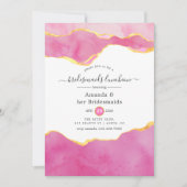 Roze en Gold Agate Bridesmaids Luncheon Kaart (Voorkant)