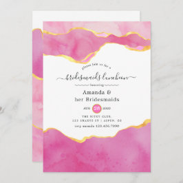 Roze en Gold Agate Bridesmaids Luncheon Kaart