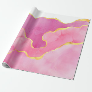 Roze en Gold Agate Cadeaupapier