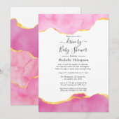 Roze en Gold Agate Drive by Shower Kaart (Voorkant / Achterkant)