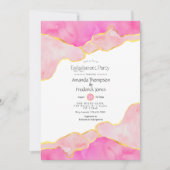 Roze en Gold Agate Engagement Party Kaart (Voorkant)