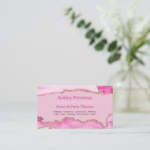 Roze en Gold Agate Faux Glitter Visitekaartje (Staand voorkant)