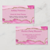 Roze en Gold Agate Faux Glitter Visitekaartje (Voorkant / Achterkant)