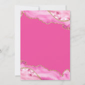 Roze en Gold Agate Marble Invitation Kaart (Achterkant)