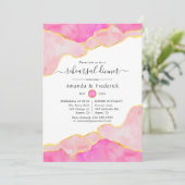 Roze en Gold Agate repesal Dinner Kaart (Staand voorkant)