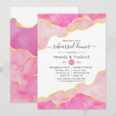 Roze en Gold Agate repesal Dinner Kaart (Voorkant / Achterkant)