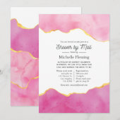 Roze en Gold Agate Shower per mail Kaart (Voorkant / Achterkant)