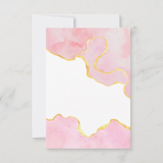 Roze en Gold Agate Wedding RSVP Kaartje (Achterkant)