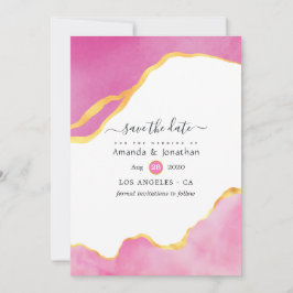 Roze en Gold Agate Wedding Save The Date