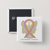 Roze en Gold Awareness Ribbon Angel Button Pins (Voorkant /achterkant)