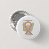 Roze en Gold Awareness Ribbon Angel Button Pins (Voorkant /achterkant)