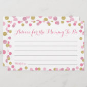 Roze en Gold Baby shower Advice voor Kaarten van m (Voorkant / Achterkant)
