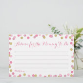 Roze en Gold Baby shower Advice voor Kaarten van m (Staand voorkant)