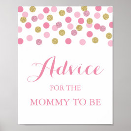 Roze en Gold Baby shower Advice voor mammie Sign Poster