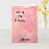 Roze en Gold Ballet 6e verjaardag Kaart (Gele Bloem)
