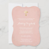 Roze en Gold Baptisme Invitation ~ Faux Gold Kaart (Voorkant)