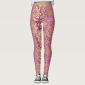 Roze en Gold Boho Mandala Pattern Yoga Leggings (Voorkant)