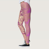 Roze en Gold Boho Mandala Pattern Yoga Leggings (Links)
