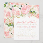 Roze en Gold Bridal Shower-uitnodigingen Kaart (Voorkant / Achterkant)